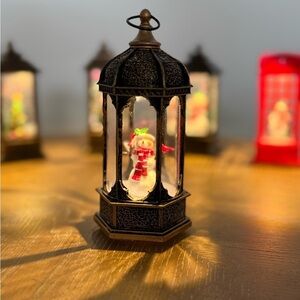 Decorative Lantern with Snowman Figurine